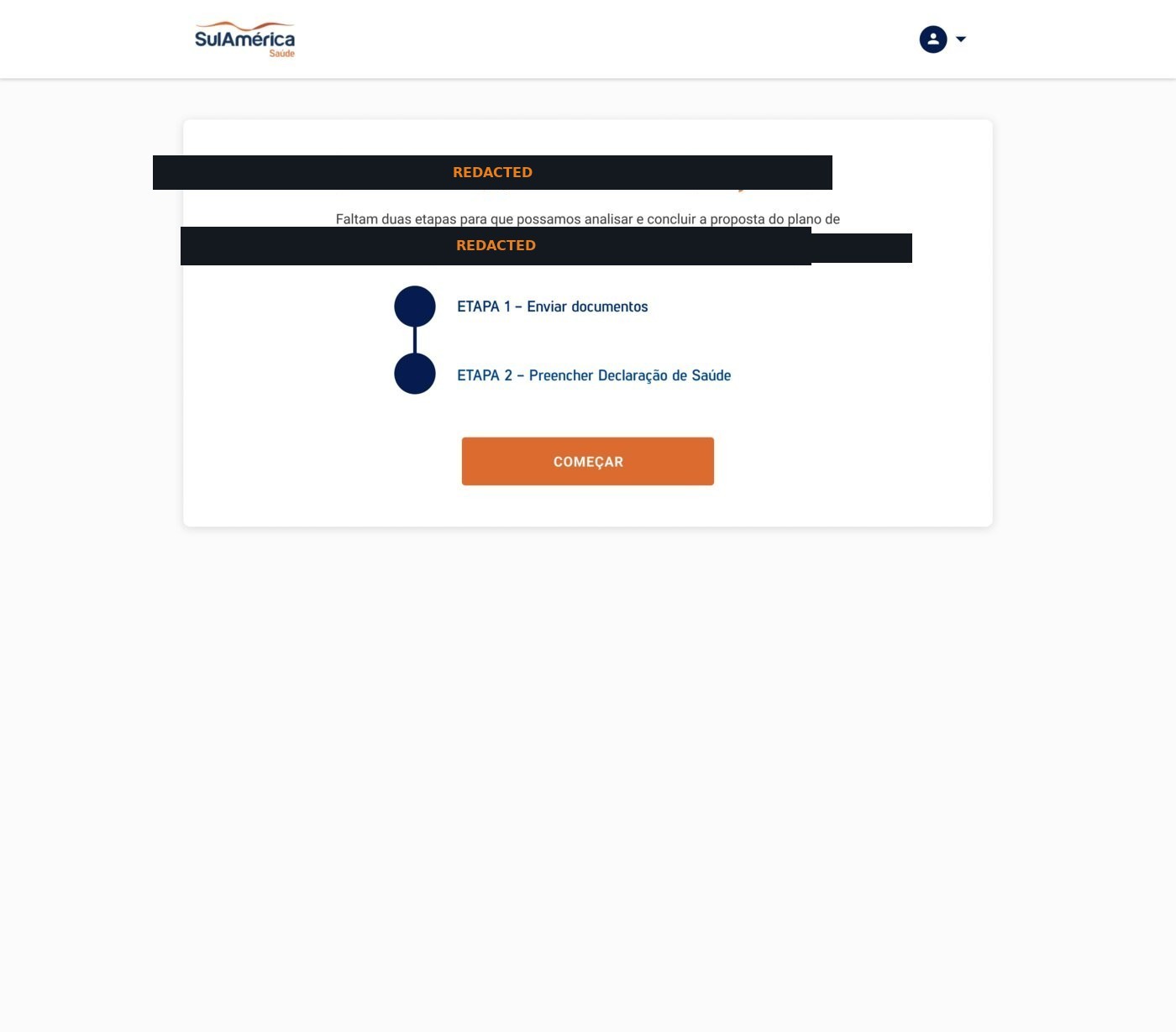 SulAmérica client company welcome screen