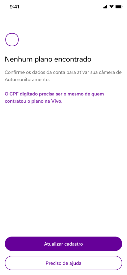 Vivo Casa Inteligente pairing — Nenhum plano encontrado variant with an additional help option